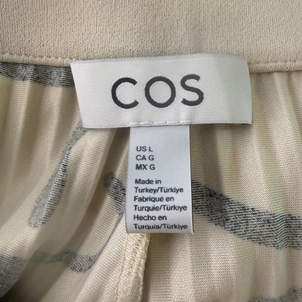 COS Abstract Print Pull On Wide Leg Cream Black Pants Size Large - Picture 5 of 6